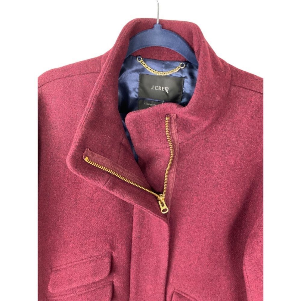 J. Crew Burgundy Wool Blend Zip-Front Coat - Picture 3 of 10